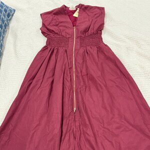 Entro Strut & Shine Midi Dress with Smocked Waist Lined Size Large